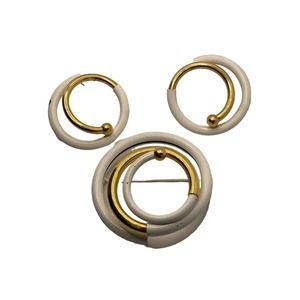 Vintage Abstract Oversized Swirl Brooch Earring Set